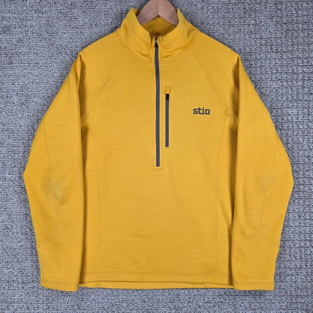 Stio Mens Fleece Gannett Peak Half Zip Pullover Jacket Yellow Medium Outdoor